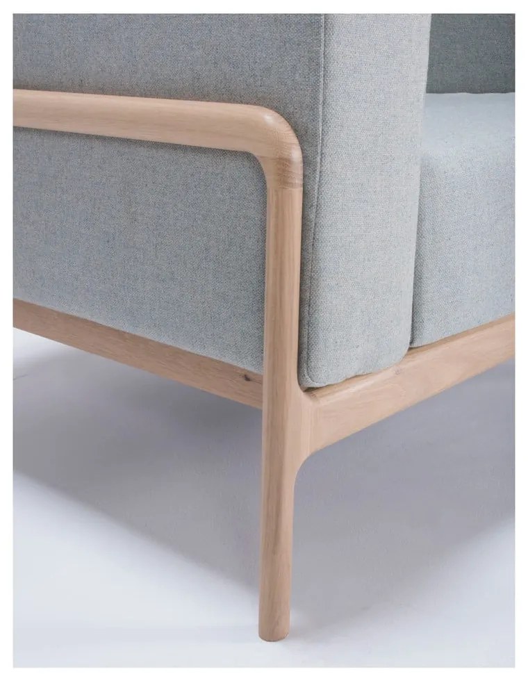 Fotoliu din lemn de stejar Gazzda Fawn, albastru - gri