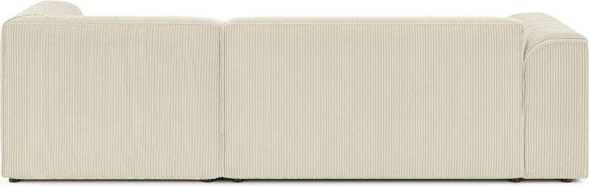 Colțar bej cu tapițerie din catifea reiată (cu colț pe partea dreaptă/cu șezlong) Merid – Ropez