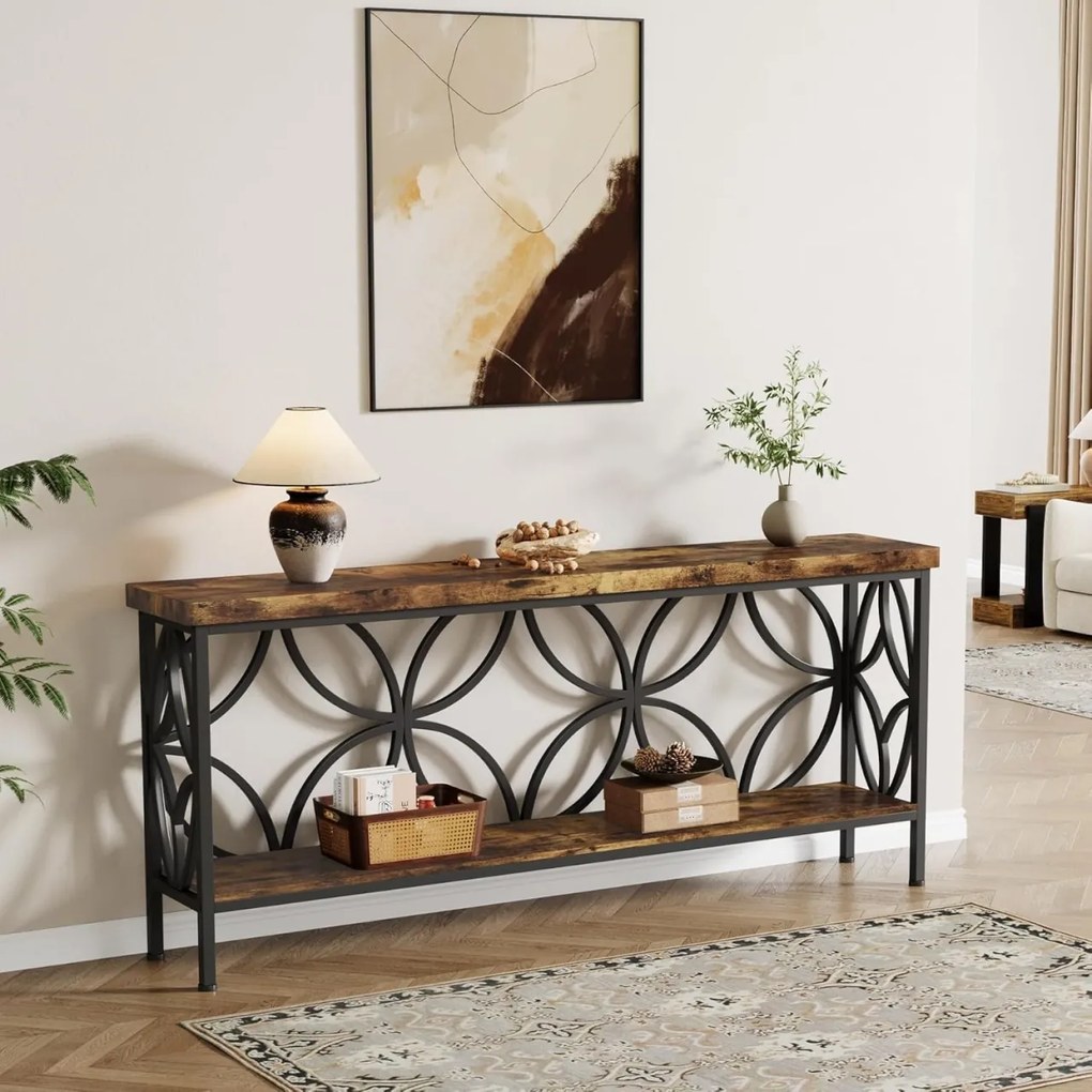 MACI32 - Masa Consola, 160 cm, masuta hol, living, dormitor - Negru - Maro
