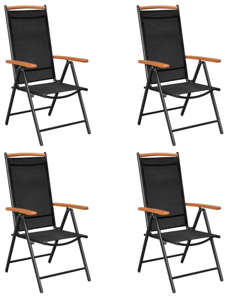 Set mobilier de exterior, 5 piese, negru, aluminiu
