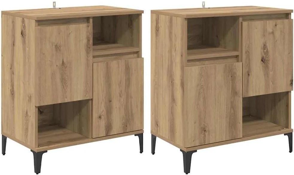 vidaXL Bufeturi 2 pcs Stejar Artizanal 60 x 35 x 70 cm Lemn compozit