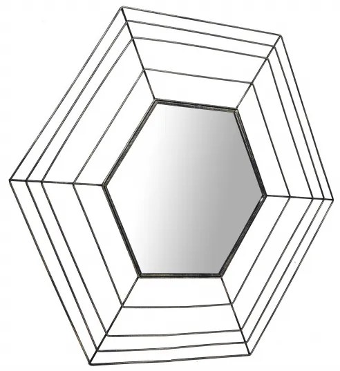 Oglinda hexagonala cu rama din metal aurie Romeo, 1.5cm (L / D) x 69cm (W) x 79.5cm (H)