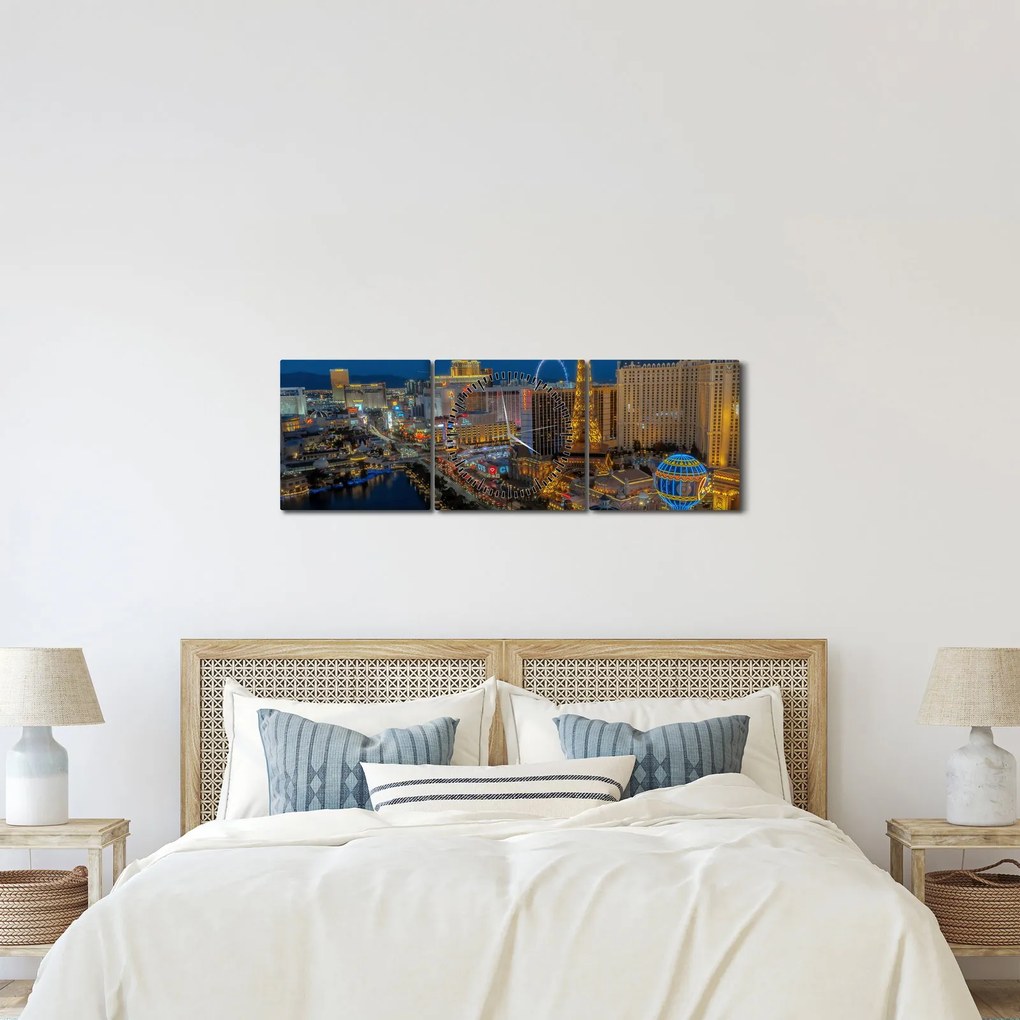 Tablou - Las Vegas (cu ceas) (90x30 cm)