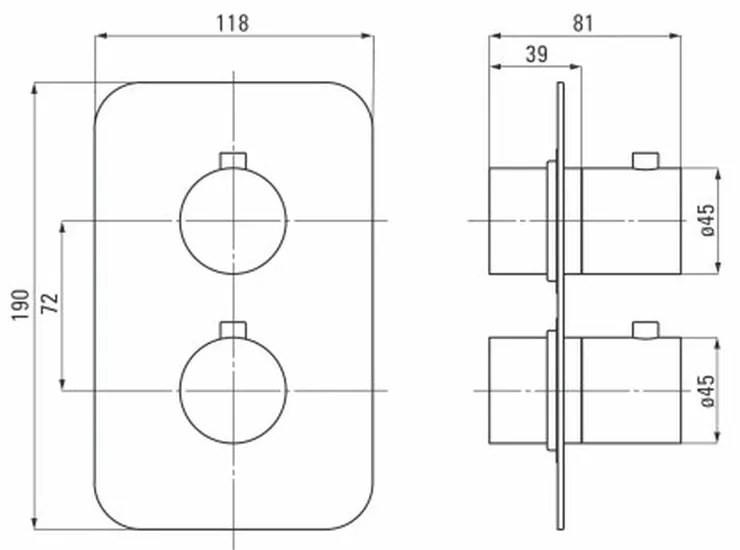 Baterie dus Deante Box Round incastrata pentru corp ingropat, negru mat Negru mat