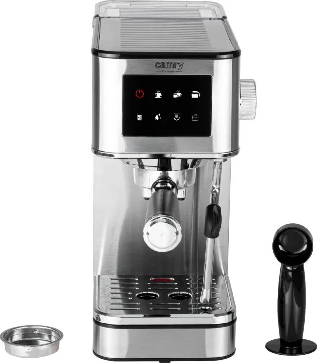 Aparat de espresso 7-în-1 Camry CR 4389, 1200 W, 20 bar, 1,7 l, control PID, panou LCD tactil, încălzire cești, extracție la rece, oțel inoxidabil