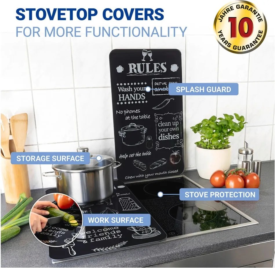 Protecții de aragaz 2 buc. din sticlă temperată 52x30 cm Kitchen Rules – Maximex