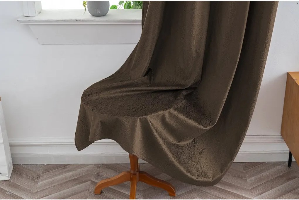 Draperie opaca DUNES VELVET 140x250 cm, maro Agatat: Inele metalice