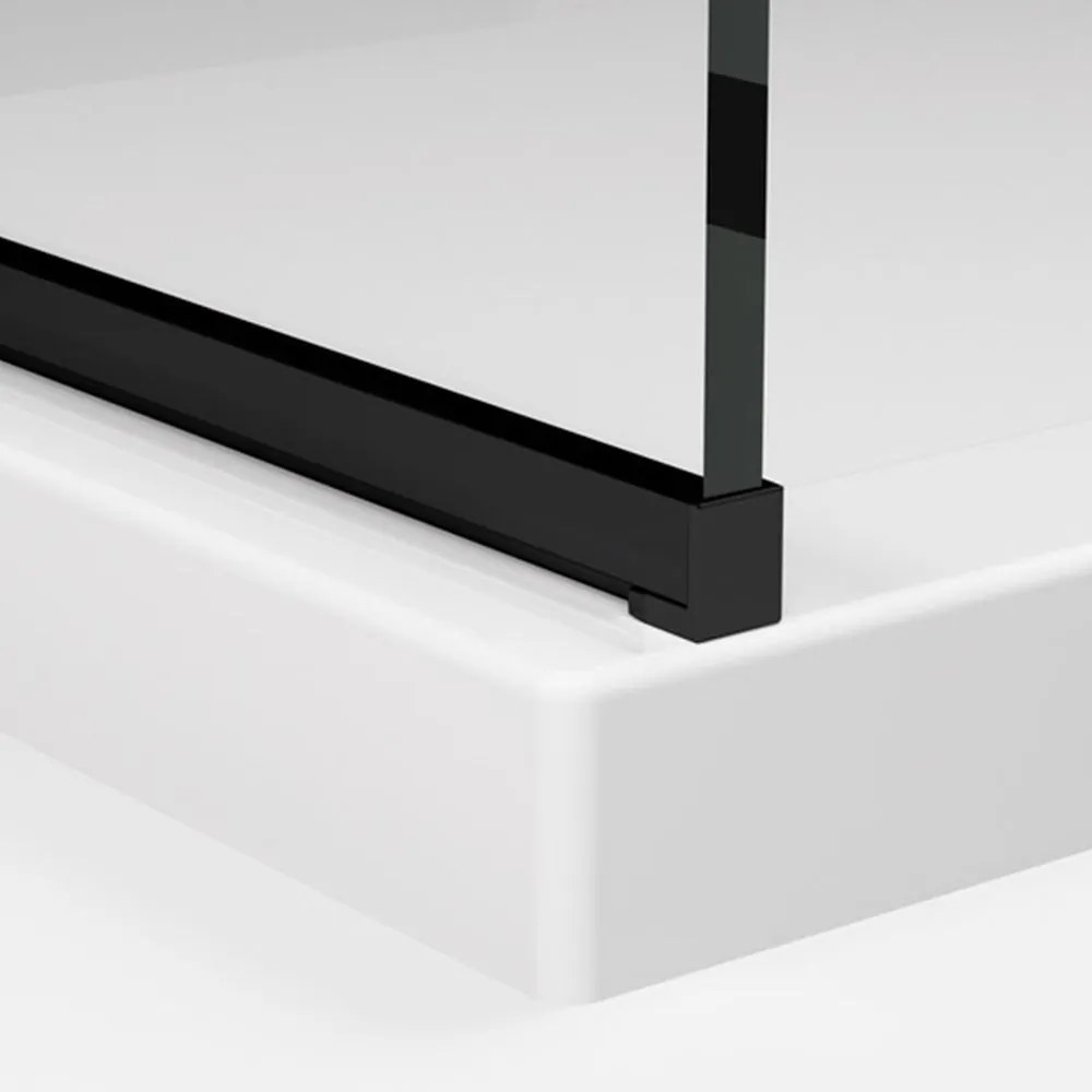 Paravan dus sticla walk-in 100x200 cm cu cadru metalic negru Sanswiss Easy 1000x2000 mm, Negru mat