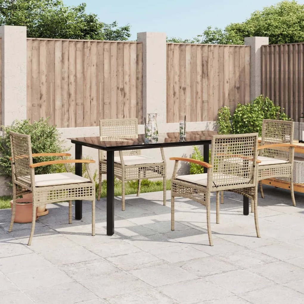 vidaXL Set mobilier de grădină cu perne, 5 piese, bej, poliratan
