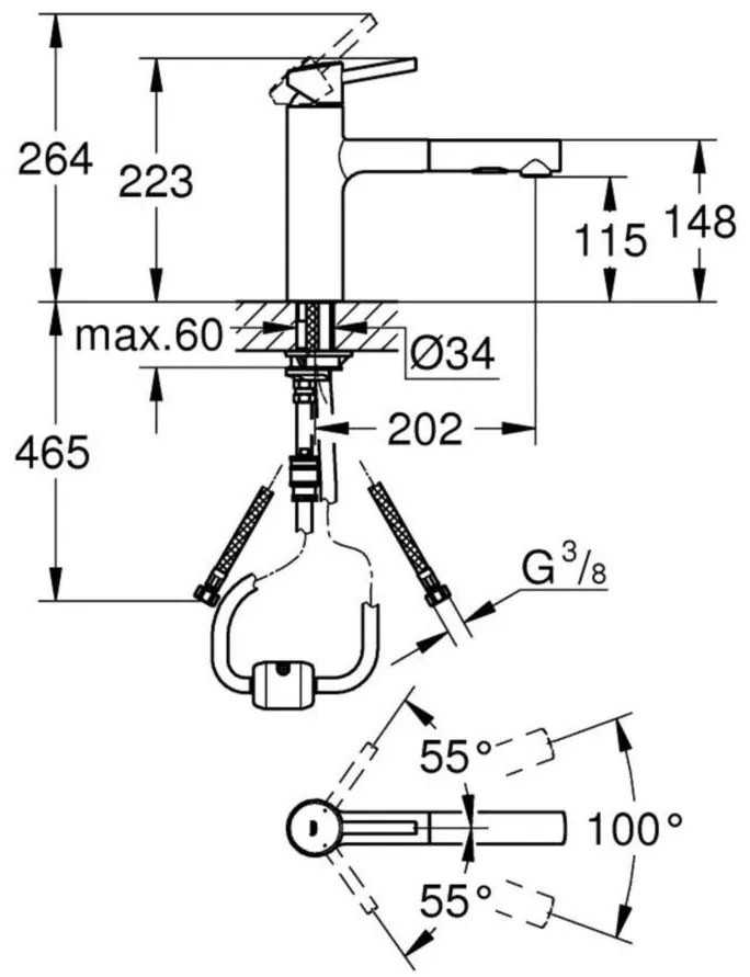 Grohe Concetto Baterie chiuveta bucatarie monocomanda cu dus extractibil, crom