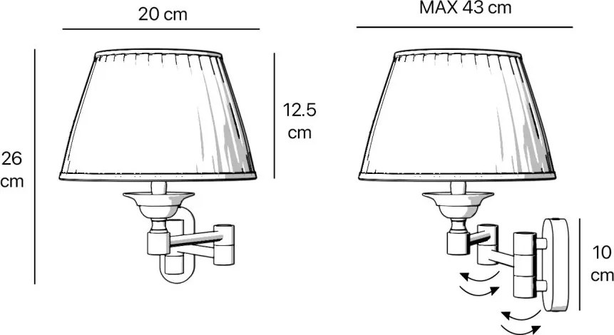 Aplica de perete din alama cu brat articulat Elegant