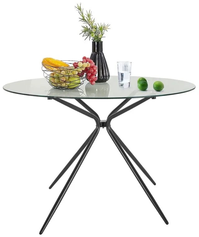 Masă de dining rotundă cu blat din sticlă ø 110 cm Silvie – Støraa