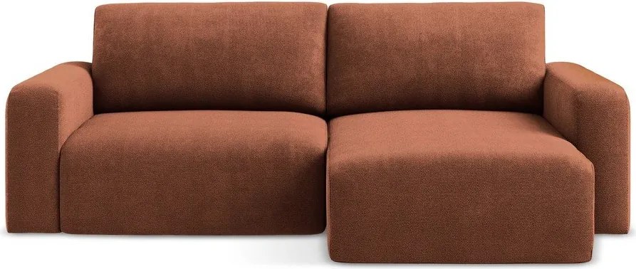 Colțar teracotă extensibil/cu spațiu de depozitare cu tapițerie din chenille (cu colț pe partea dreaptă/cu șezlong) Kona – Makamii