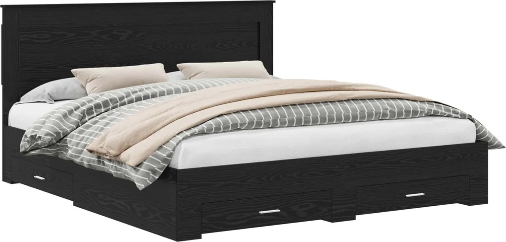 vidaXL Cadru de pat cu sertar cu headboard cu depozitare Lemn compozit