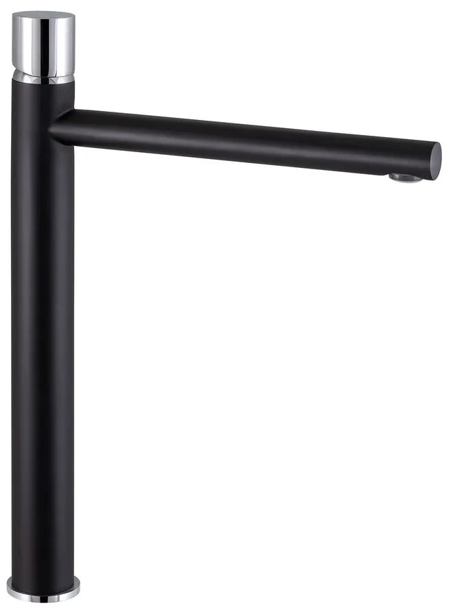 Baterie lavoar inalta Rubineta Etna monocomanda finisaj negru mat-crom lucios