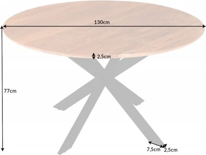 Masa rotunda design industrial Galaxie 130cm, salcam