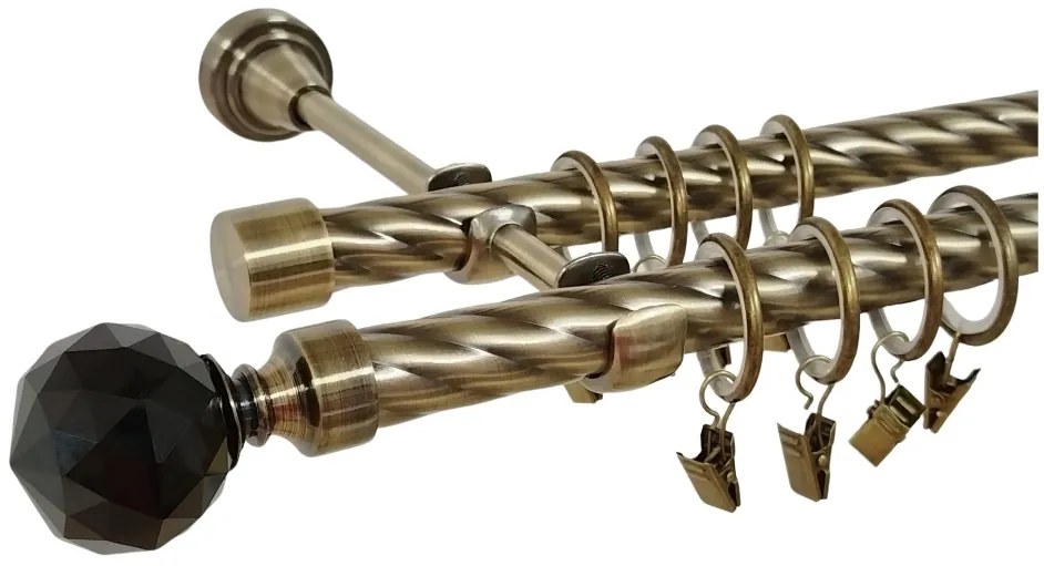 Galerie KULA CRYSTAL NEGRU dubla twist - 19/19 - aur antic (Alege marime: 140 cm)