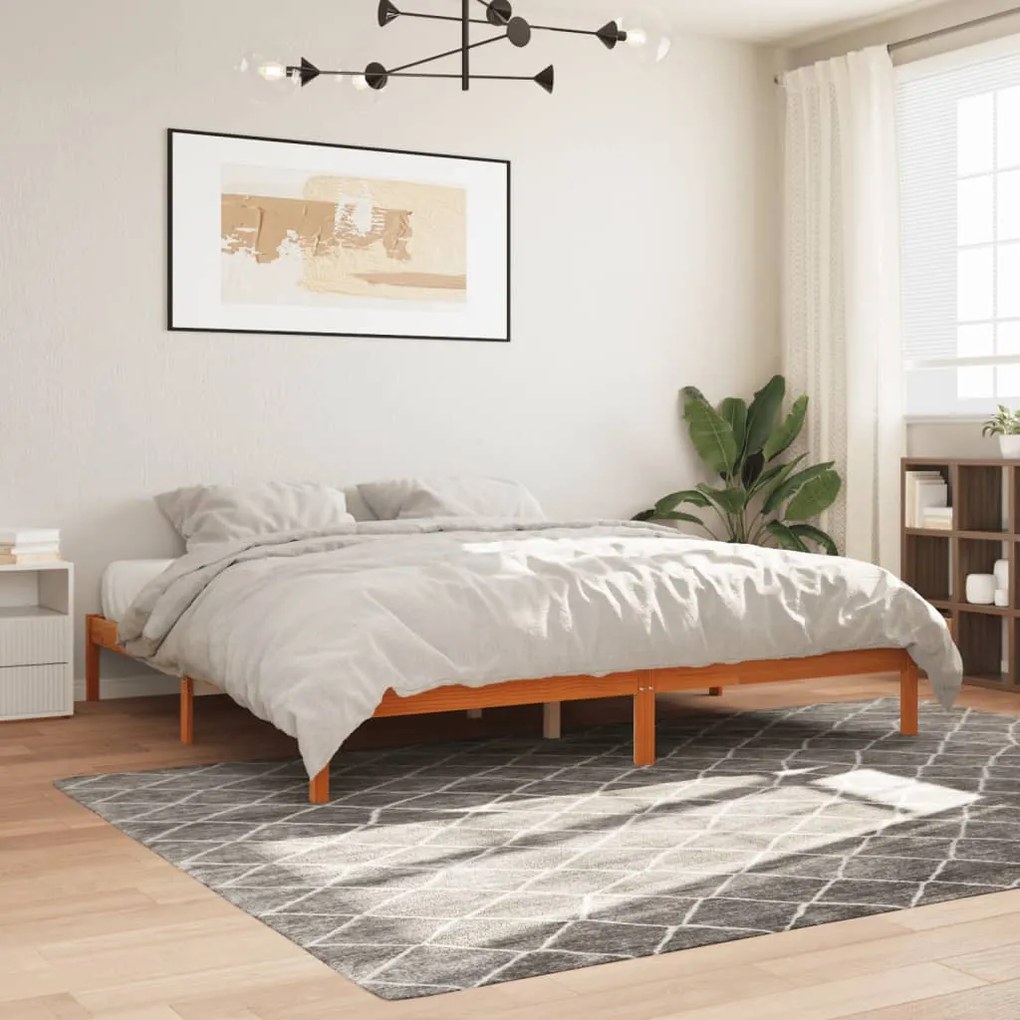 vidaXL Cadru de pat fără saltea, maro ceruit 180x200 cm lemn masiv pin