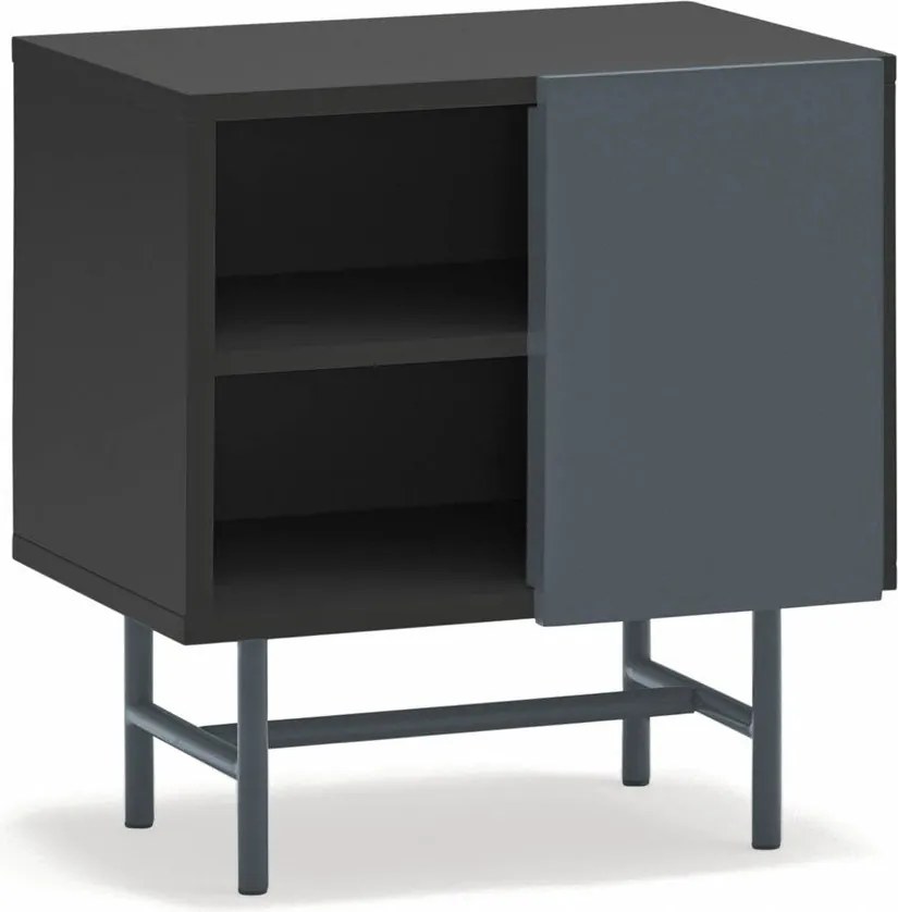 Noptieră neagră/gri antracit cu rafturi cu aspect mat Nube – Teulat