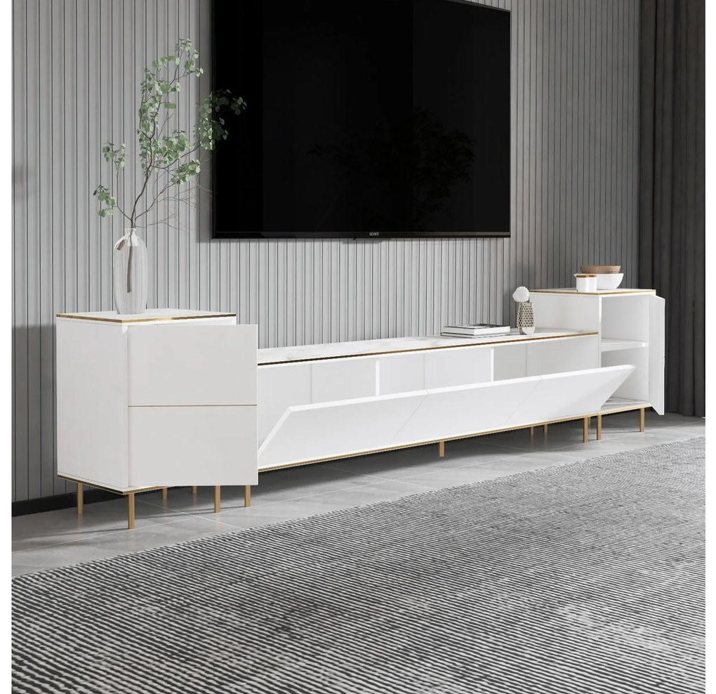 Mobilier living Mamene 3 (marmură deschis + auriu) . 1095702