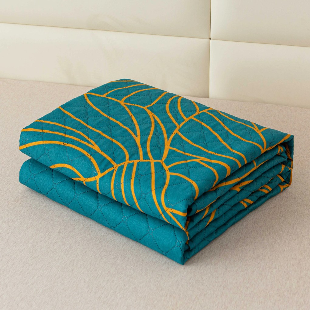 Cuvertura de pat FANFARE, petrol. Dimensiune: 220 x 240 cm