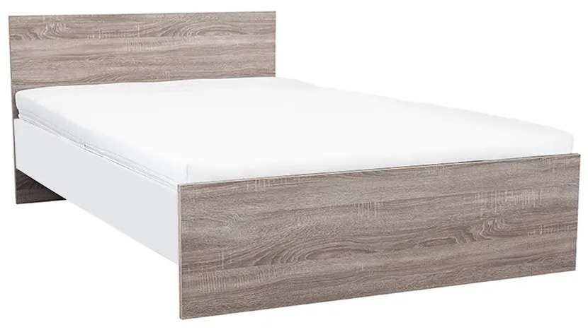 Pat dublu Miami fără cadru de pat 140x200 cm stejar York-alb