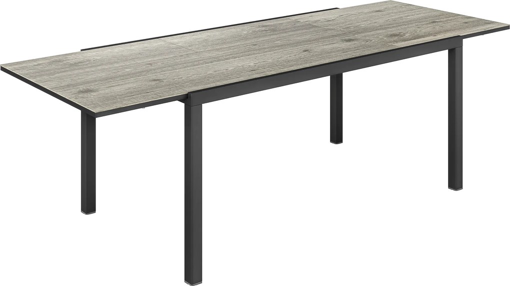 Outsunny Masă de Grădină Extensibilă de 160-240 cm pentru 6-8 Persoane Rectangulară din Oțel și Aluminiu, Efect Lemn | Aosom Romania