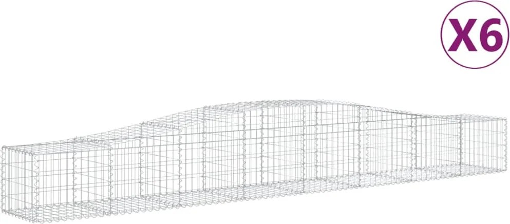 vidaXL Coșuri gabion arcuite 6 buc, 400x50x40/60 cm, fier galvanizat