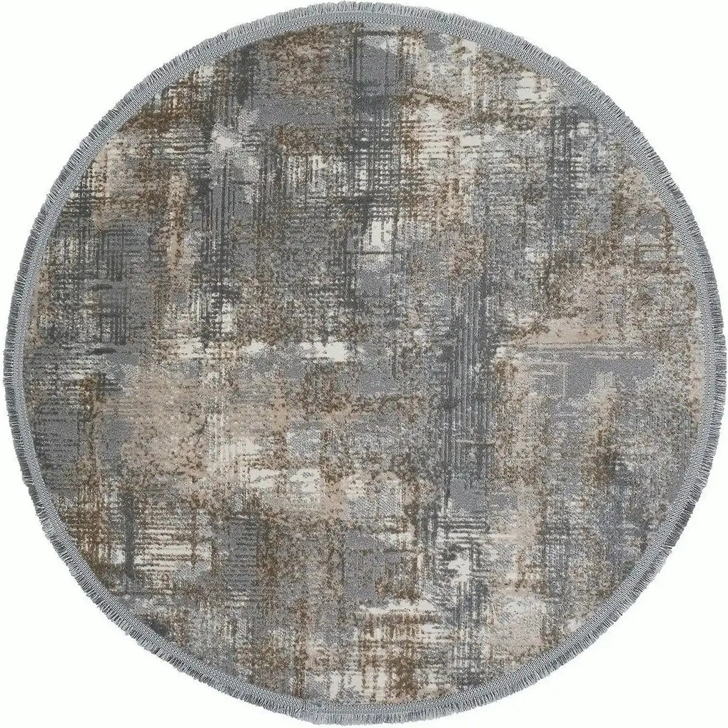 Covor NOTTA, 120x120 cm, forma rotunda, poliester, gri/bej, 1107