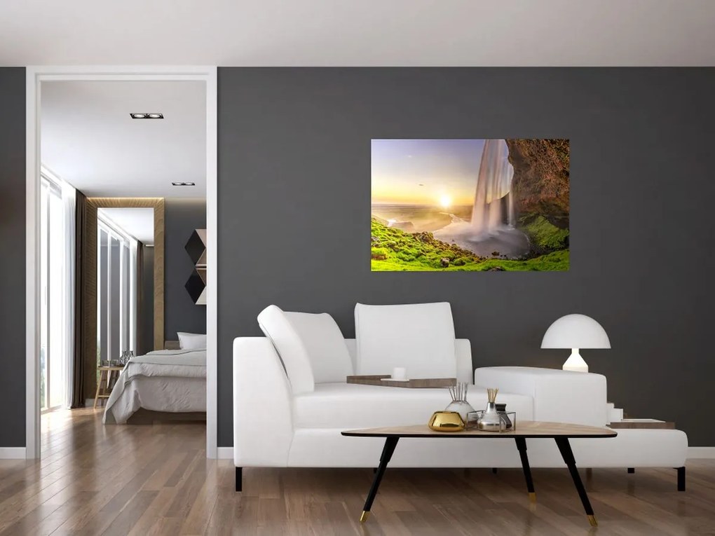 Tablou - Seljalandsfoss din spatele peșterii (90x60 cm)