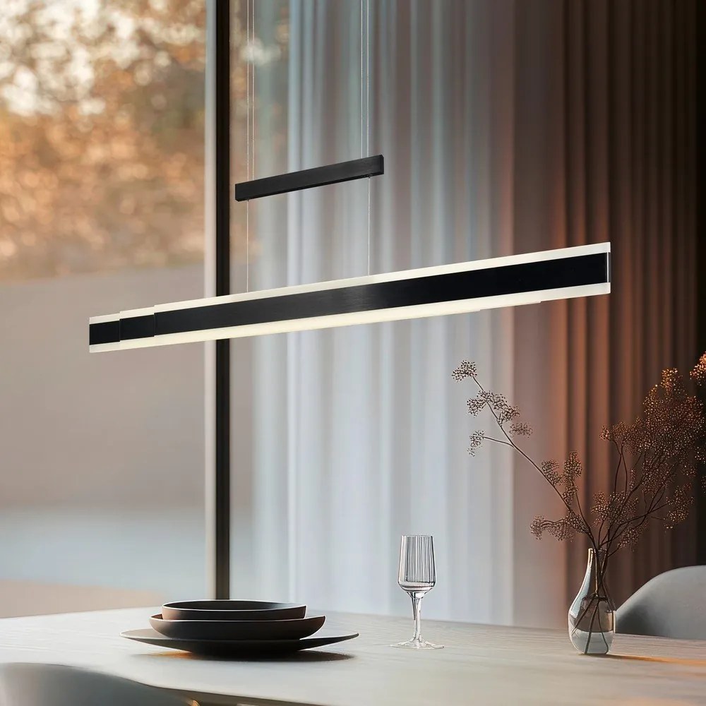 Lustră negru-mat LED cu abajur din metal Arcola – Trio