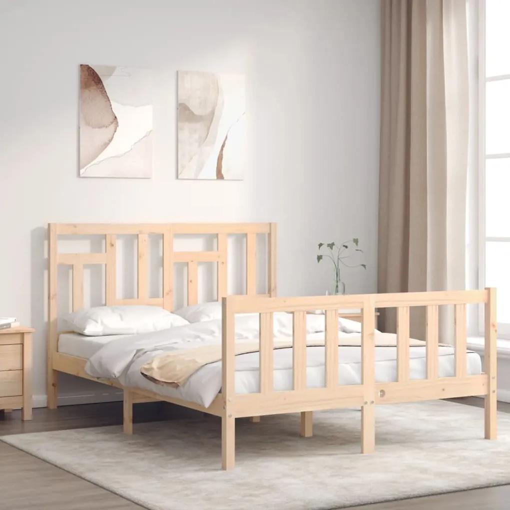 3193121 vidaXL Cadru de pat cu tăblie, 140x190 cm, lemn masiv