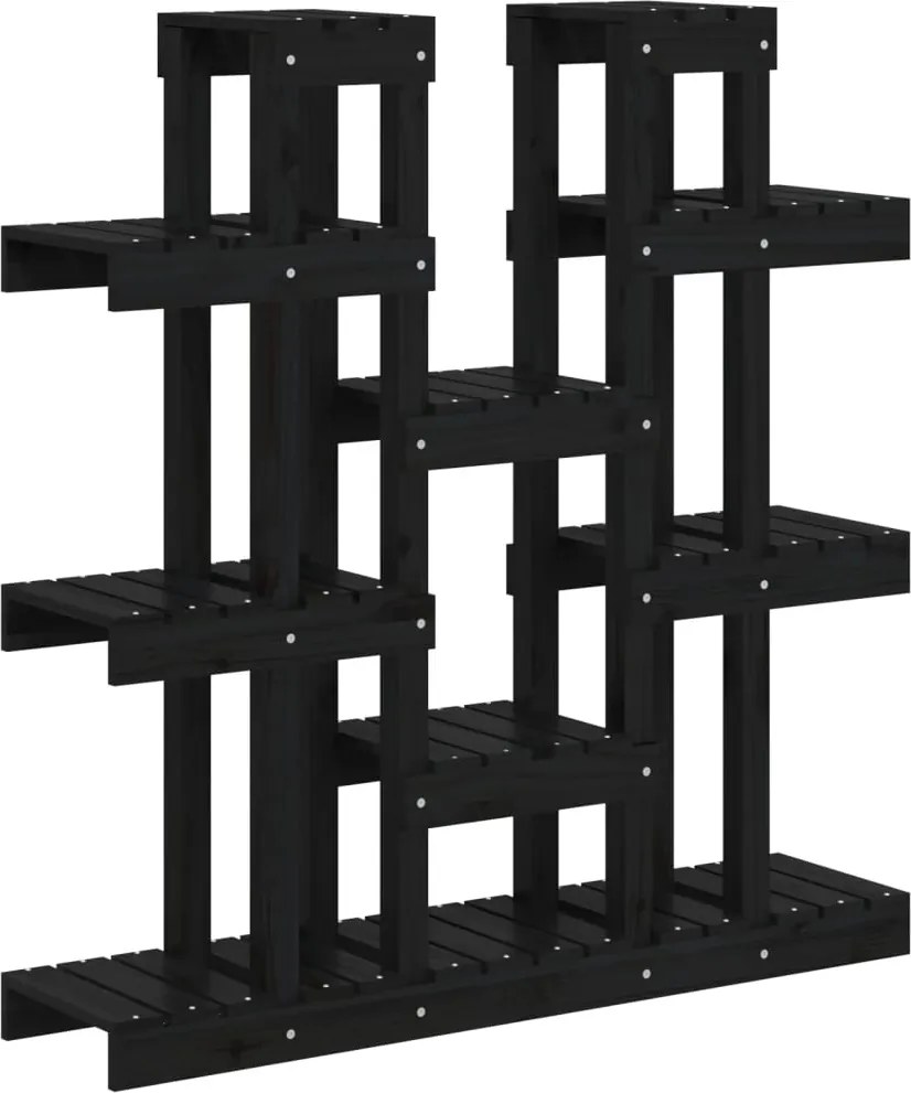 vidaXL Suport pentru plante, negru,104,5x25x109,5cm, lemn masiv de pin