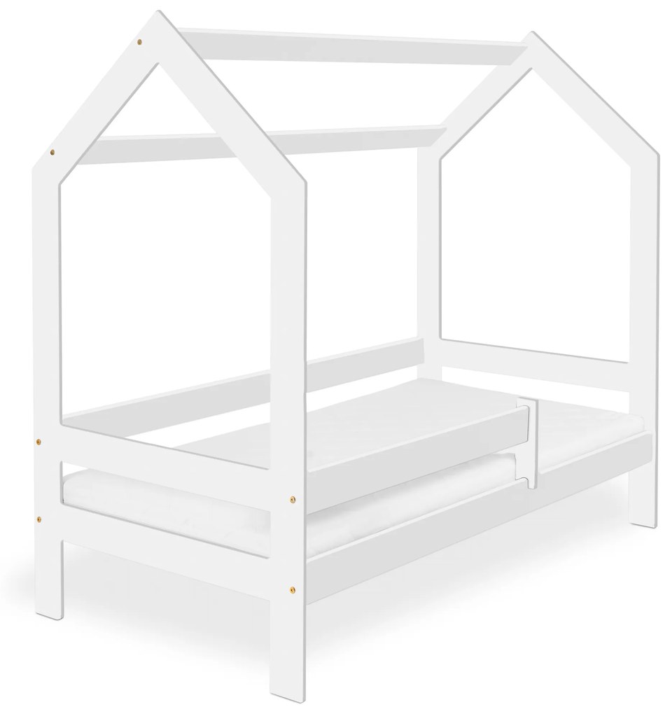Pat pentru copii Culoare alb, CASA D3 80 x 160 cm Saltele: fără saltea, Cutie depozitare pat: Cu sertar Alb, Somiera pat: Cu lamele curbate