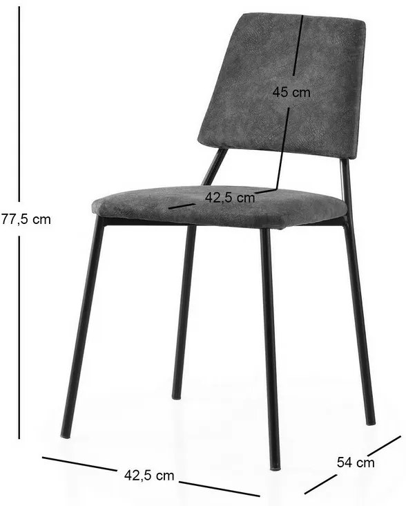 Set de scaune de sufragerie Lima Grey and Black, 2buc.