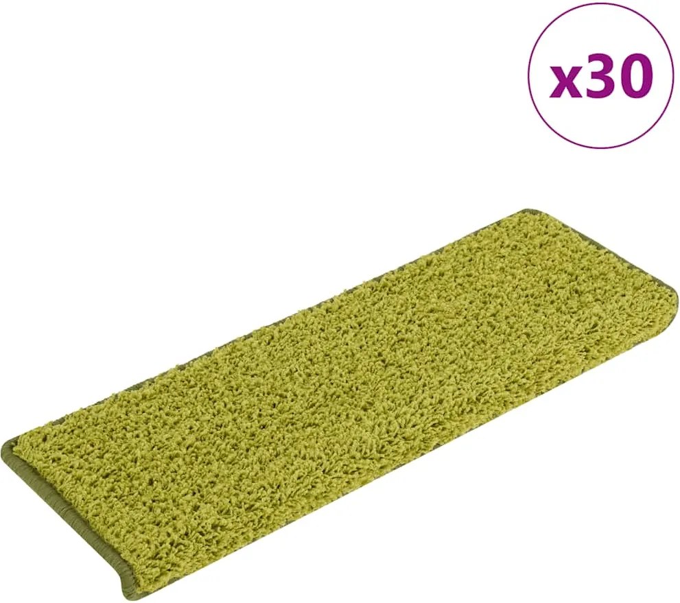 vidaXL Covorașe pentru scări, 30 buc., 65x21x4 cm, margini dreptunghiulare verzi