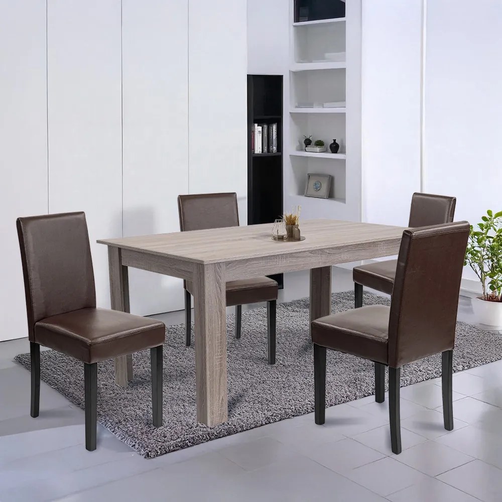 Set de masă Leon 4+1 stejar York-maro