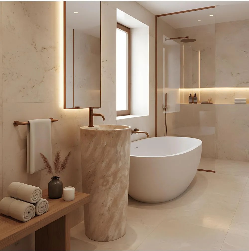 Lavoar freestanding de sine statator Ceramic Rea Blanka Savana Matt