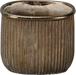 Ghiveci Golden Grooves din ceramica aurie 17 cm