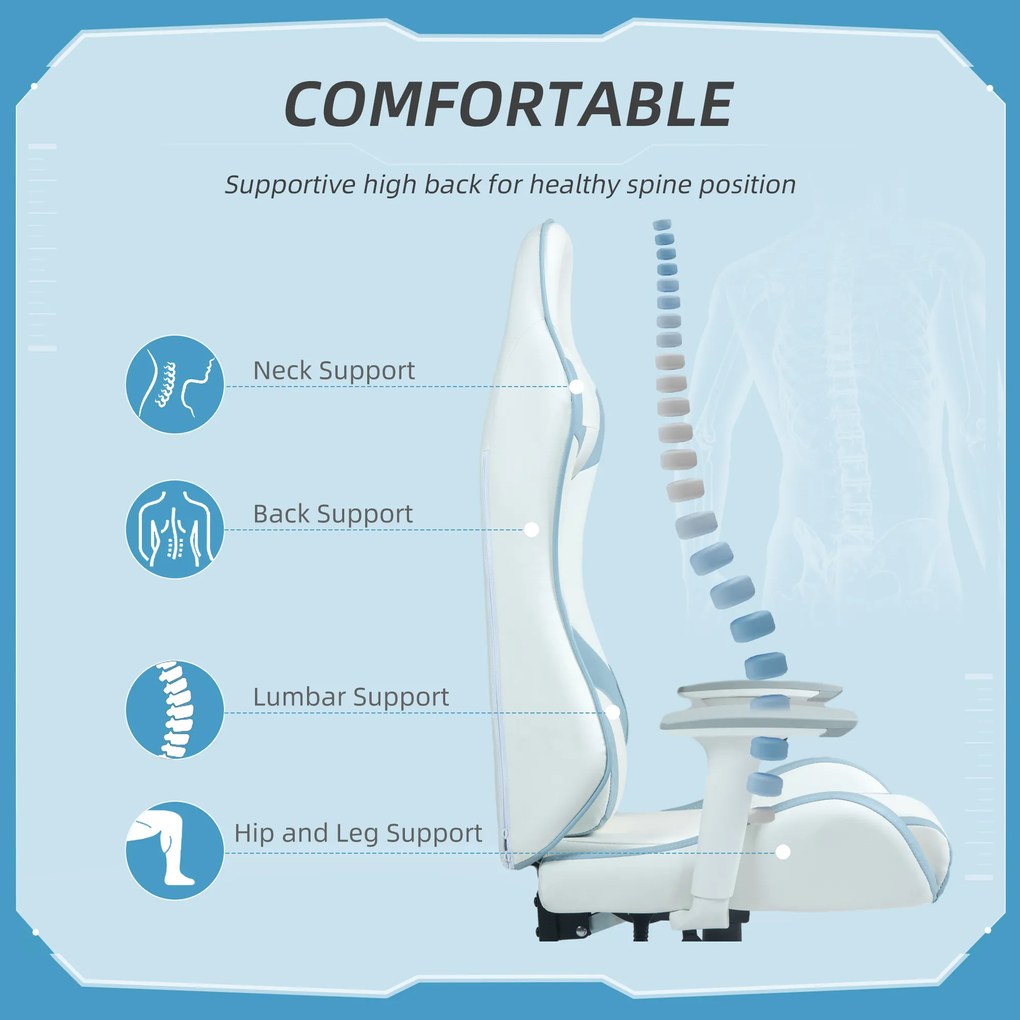 HOMCOM Scaun Gaming pentru computer din piele artificială | Aosom Romania
