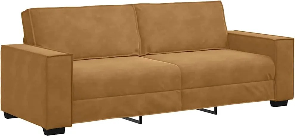 vidaXL Canapea cu 3 locuri, Maro, 220x78x84 cm, catifea