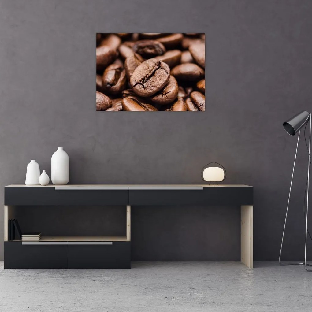 Tablou pe sticlă - Boabe de cafea (70x50 cm)