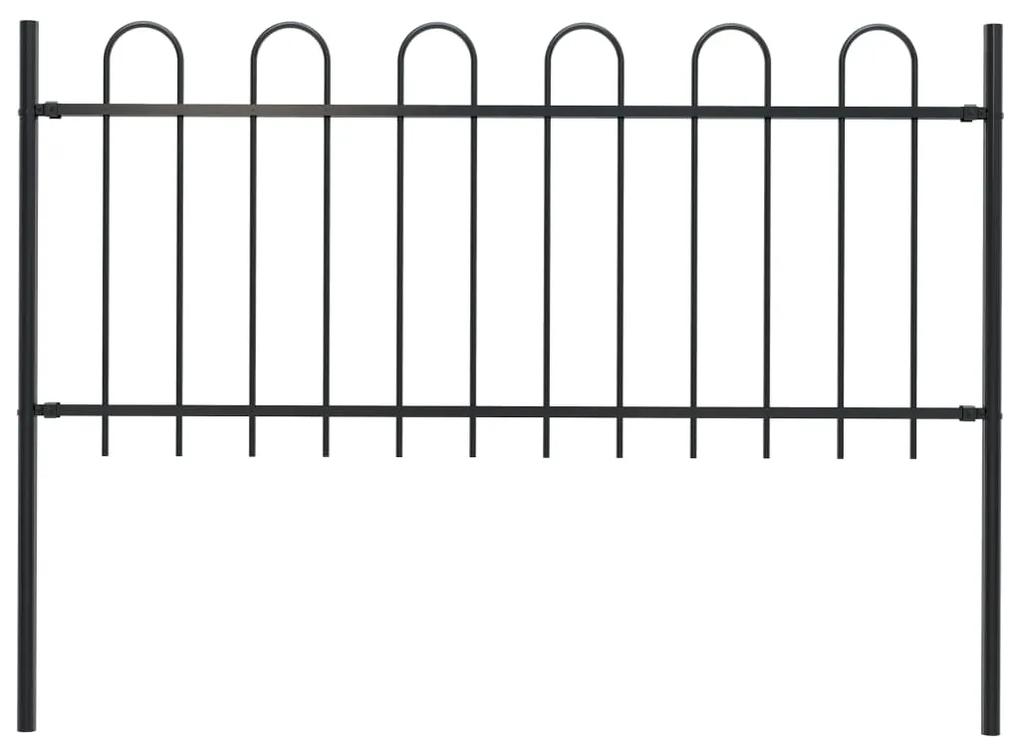 Gard de gradina cu varf curbat, negru, 1,7 m, otel 1, 0.8 m, 1.7 m