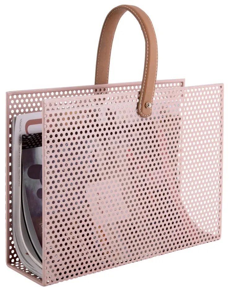 Suport metalic pentru reviste PT LIVING Perky, roz deschis