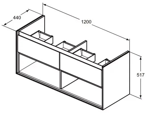 Dulap suspendat pentru lavoar maro deschis lemn Ideal Standard Connect Air 100 cm cu spatiu depozitare