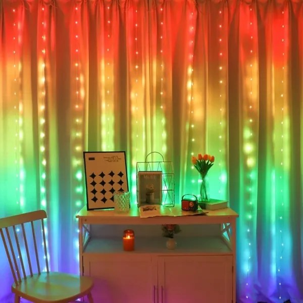 Perdea LED RGB dimabilă de Crăciun WIZARD 300xLED/USB 3x3m + telecomandă