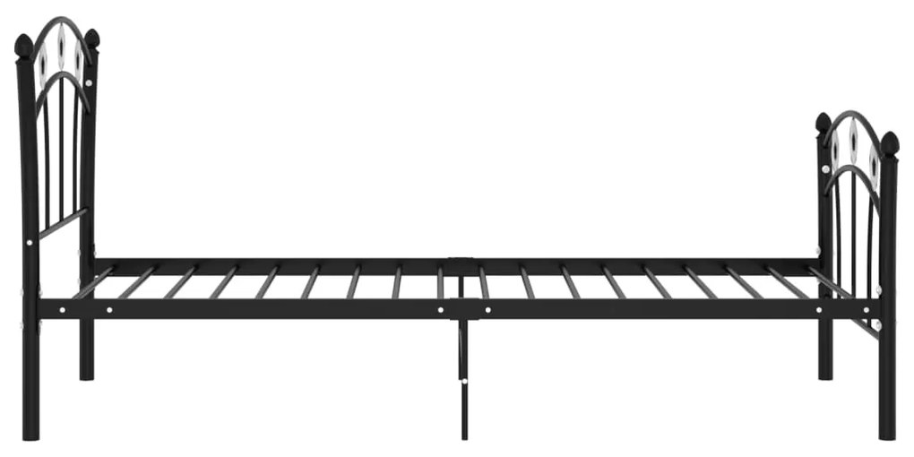 Cadru de pat, cu model de fotbal, negru, 90x200 cm, metal