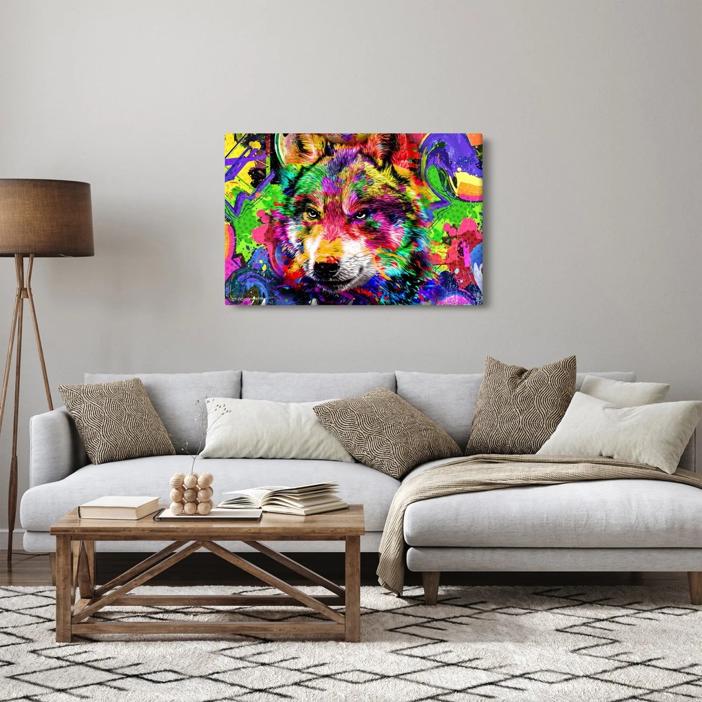 Tablou - Lupul cu graffiti (90x60 cm)