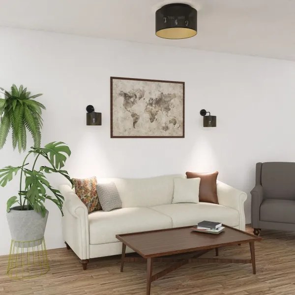 Lustră aplicată LOFT SHADE 3xE27/60W/230V neagră/aurie