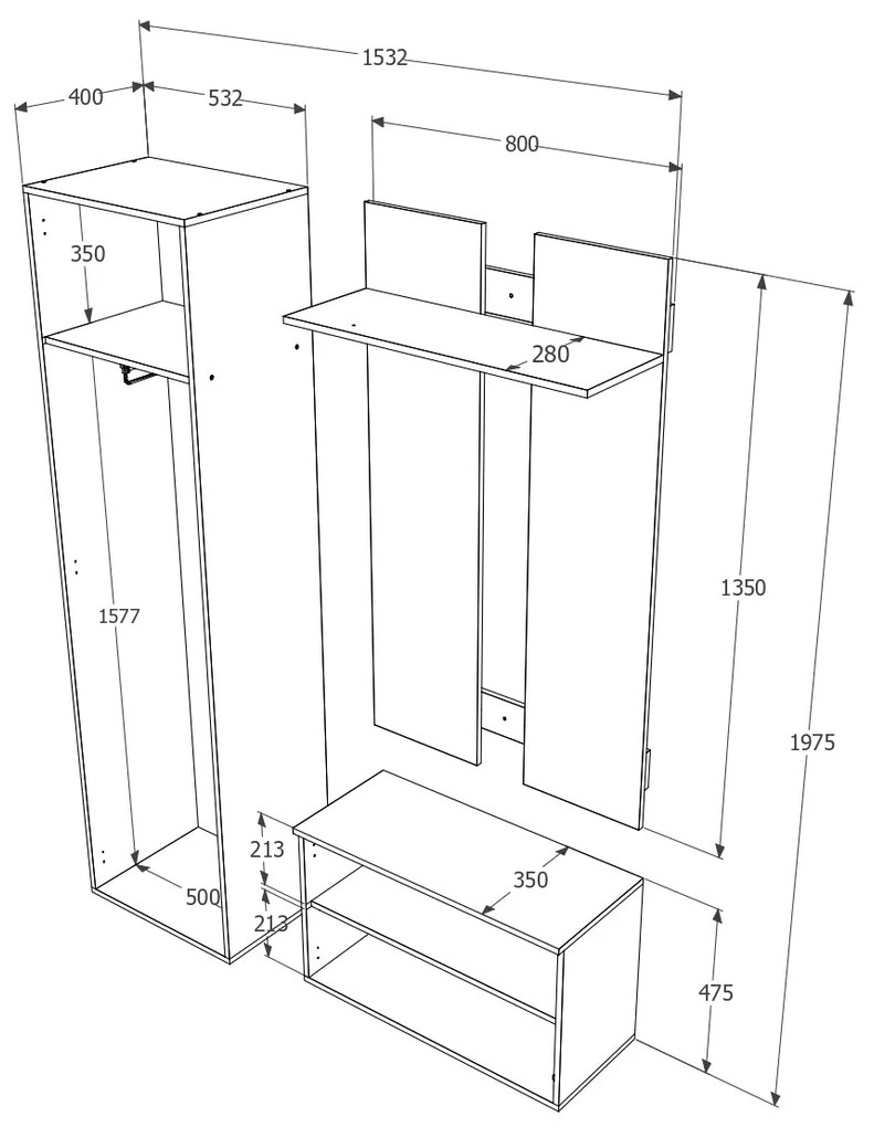 Cuier haaus Torino, Stejar Sonoma, 150 x 42 x 200 cm